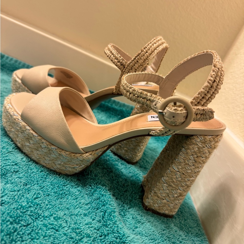 Steve Madden Cream Espadrille Platform Shoes sz 8 - Picture 3 of 10